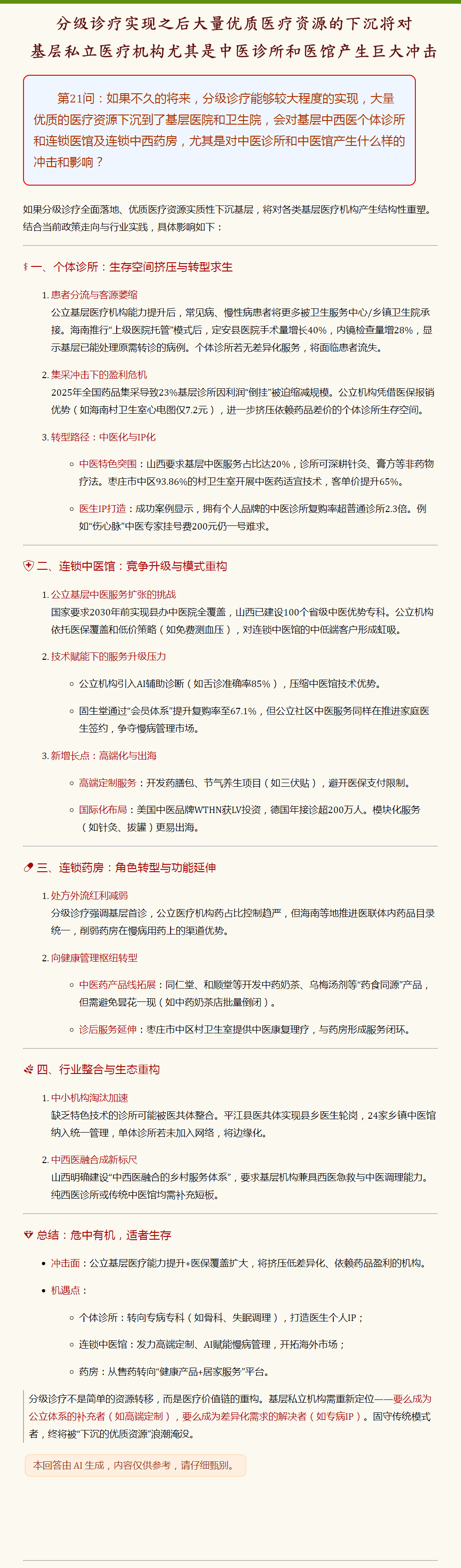 分级诊疗实现之后大量优质医疗资源的下沉将对基层私立医疗机构尤其是中医诊所和医馆产生巨大冲击.png